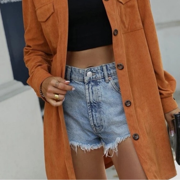 New orange corduroy shacket jacket - Picture 2 of 4